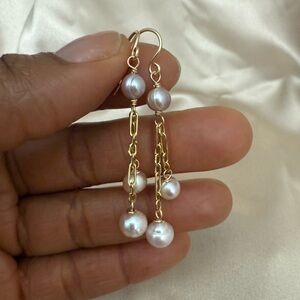 Gold-Filled Multi-Pearl Dangle Earrings